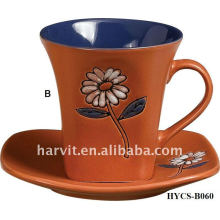 Various Glazed & Decal High Quality Round Stoneware Coffee/Tea Cup & Saucer